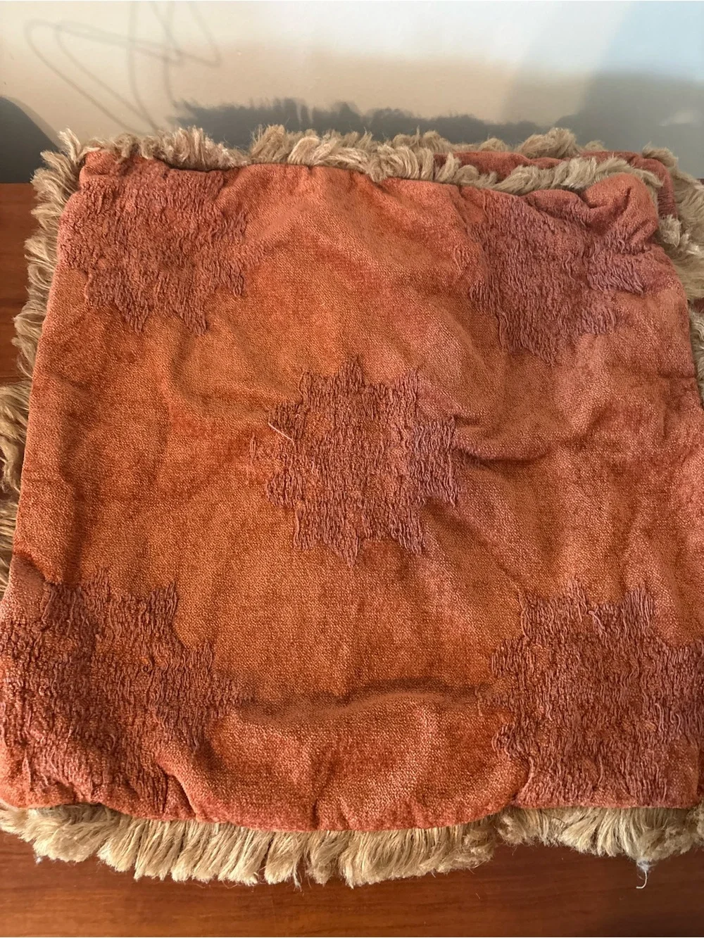 4 Pc Burnt Orange Fringe Pillow Covers & Butterfly Pillowcases